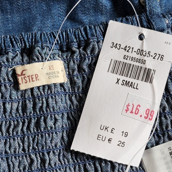 Hollister blue jean cropped top size XS new - Picture 4 of 7